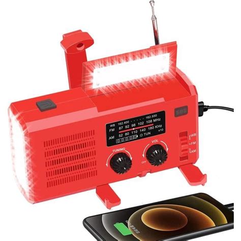 Radio D Urgence Manivelle Solaire Portable Puissance Rechargeable