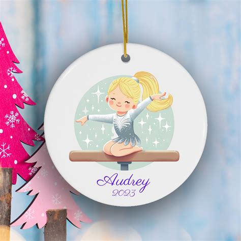 Gymnastics Ornament Personalized Girl Gymnastic Bauble Etsy