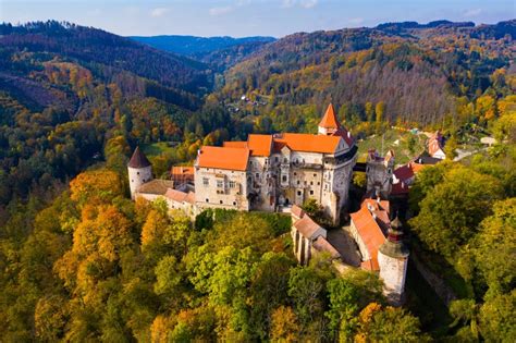 Above View of Medieval Castle Pernstein. South Moravian Region Stock ...