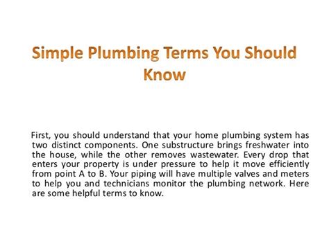 Simple Plumbing Terms You Should Know