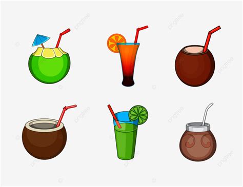 Cocktail Cartoon Clipart Vector Cocktail Icon Set Cartoon Vector Set