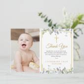 Sage And Lilac Floral Baptism Christening Photo Thank You Card Zazzle