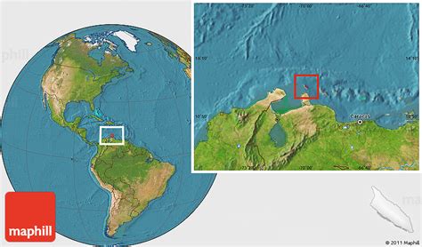 Satellite Location Map of Aruba