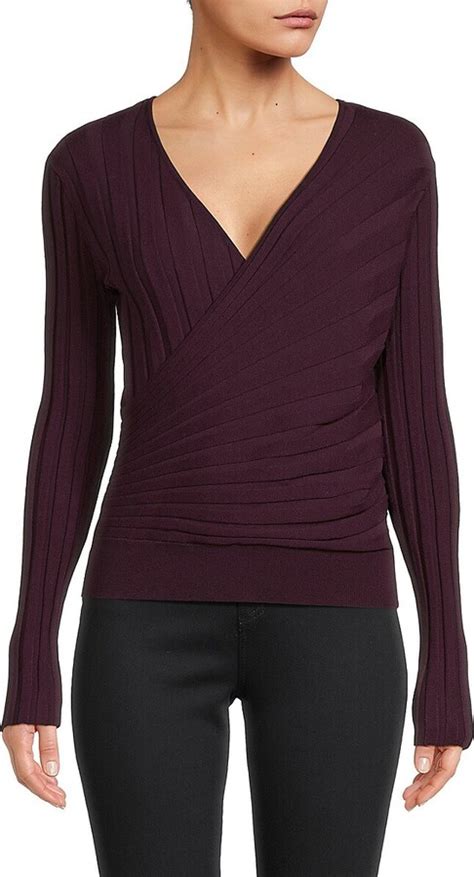 Calvin Klein Ribbed Faux Wrap Sweater Shopstyle