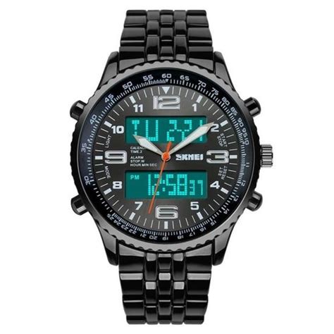 Tonshen Homme Montre Analogique Quartz Digital Sport Acier Inoxydable