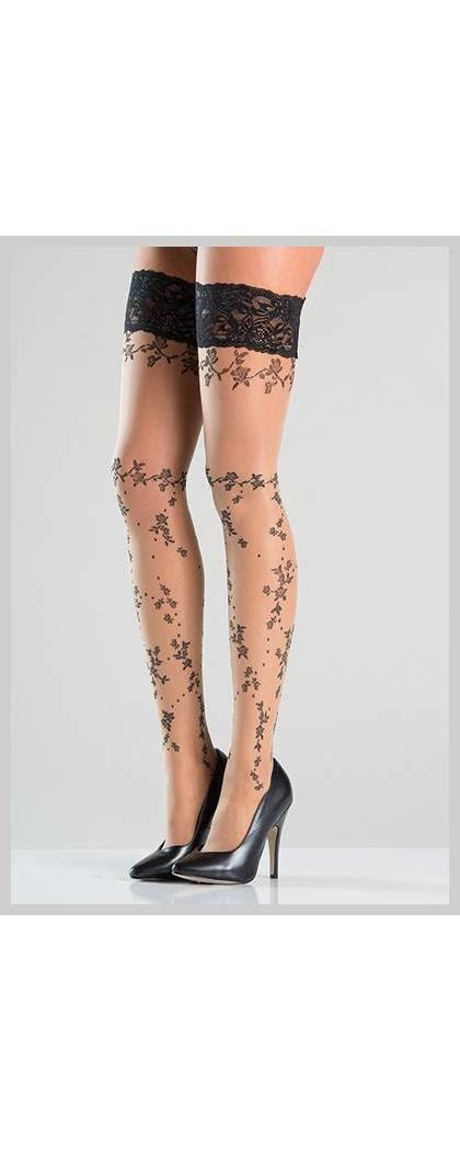 Floral Design Thigh High Stockings