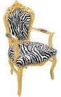 Fauteuil De Style Baroque Rococo Tissu Imprim Zebre Et Bois Dor