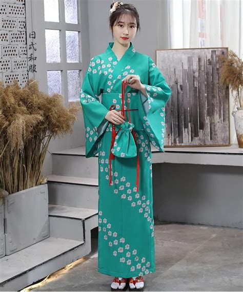 Kimono Japonais Kimono Vert Kimono Long Kimono Fleuri Kimono