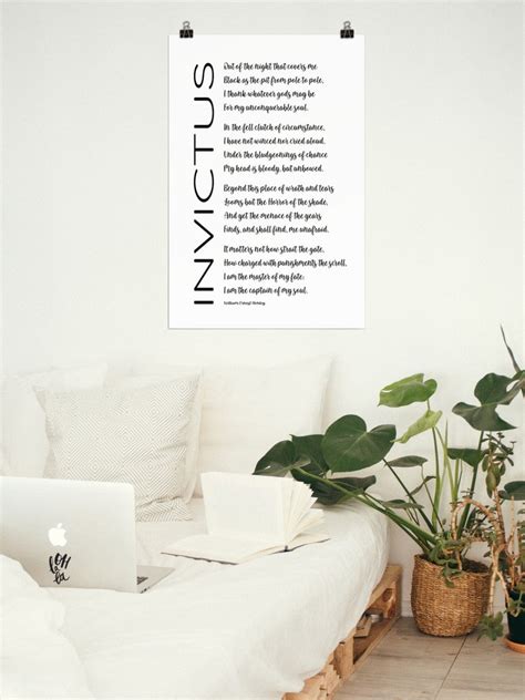 Printable Invictus Poster Instant Download Digital Print Poem By William Ernest Henley