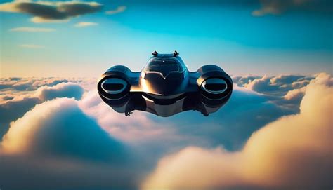 premium photo  model   flying car   air   clouds