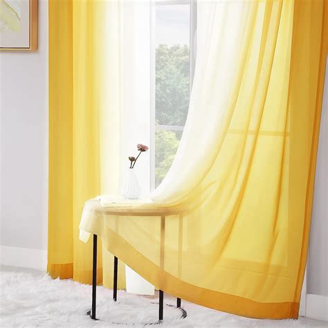 Buy Melodieux Orange Yellow Ombre Sheer Curtains 84 Inches Long For