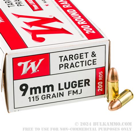 1000 Rounds Of Bulk 9mm Ammo By Winchester 115gr Fmj