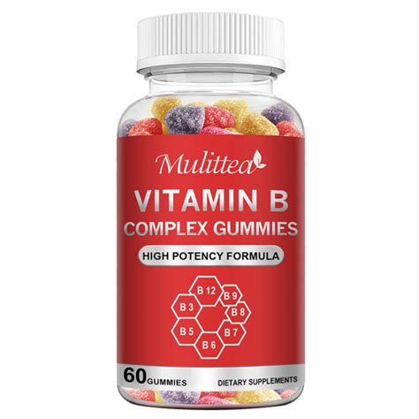 Mulittea Vitamin B Complex Vegan Gummies With Vitamin B12 Biotin B6 Niacin B5 B6 B8 B9