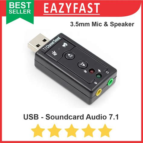 Jual USB Soundcard 7 1 Adapter 3 5mm Audio Speaker Microphone Laptop PC