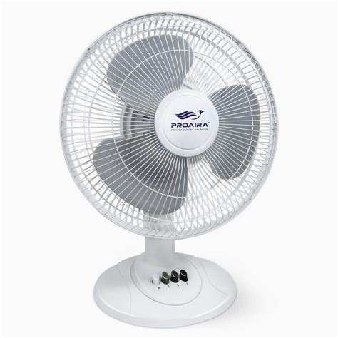 Proaira 12 In Oscillating Table Fan In White With Adjustable Tilt And