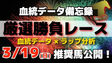 【競馬予想】3月19日（日）厳選勝負レース推奨馬大発表！血統データとラップ分析で徹底予想！スプリングステークス 阪神大賞典 Youtube