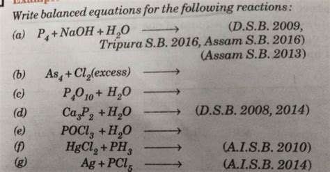 Write Balanced Equations For The Following Reactions A P Naoh H O