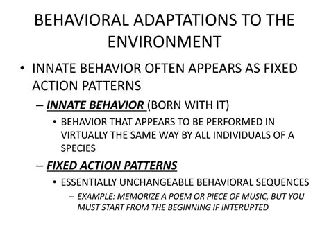 Ppt Behavioral Adaptations To The Environment Powerpoint Presentation