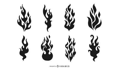 Flame Silhouette Design Set Vector Download