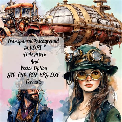 24 Steampunk Style Clipart Bundle Steampunk Cliparts Steampunk PNG