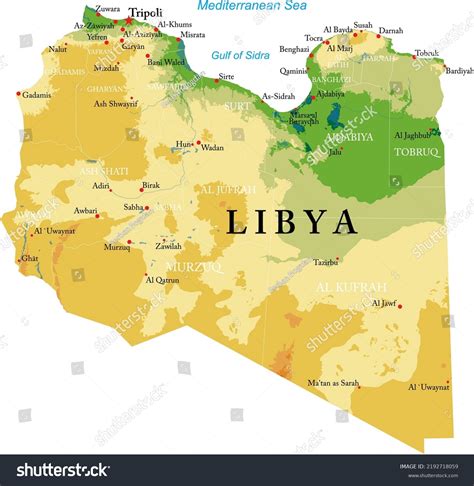 Libya Highly Detailed Physical Map Stock Vector (Royalty Free ...