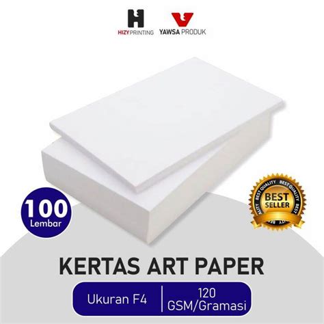 Kertas Art Paper 120 Gsm Gram Ukuran F4 100 Lembar Lazada Indonesia