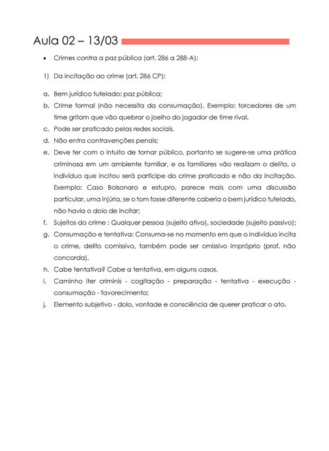 Aula 02 Crimes contra a paz pública Introdução Aula 02 13 03