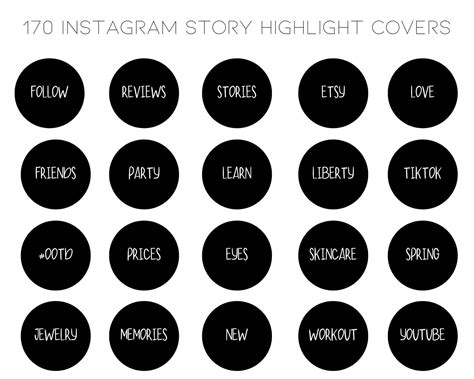 Black Text Instagram Highlight Covers, Handwritten Highlight Icons ...