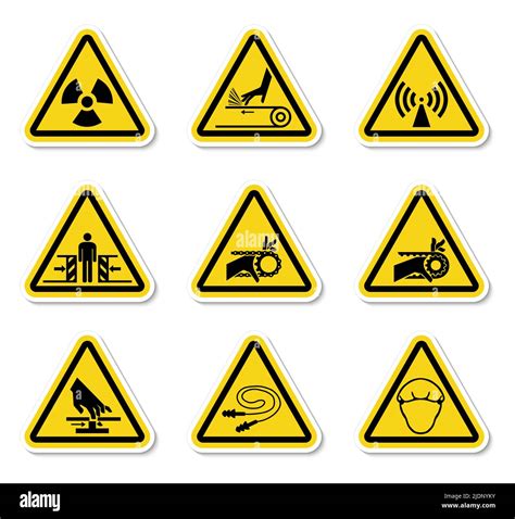 Etiquetas De Símbolos De Peligro De Advertencia Triangulares Sobre