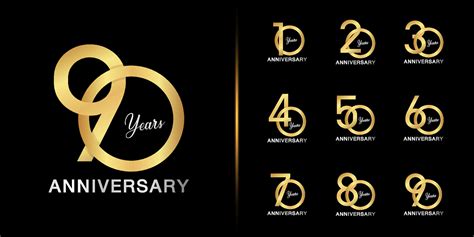 Set Of Premium Anniversary Logotype Golden Anniversary Celebration Emblem Design For Company