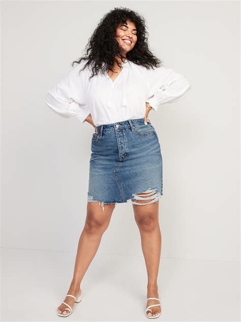 Higher High Waisted Og Straight Button Fly Mini Jean Skirt Old Navy