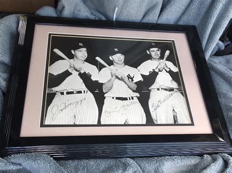 Mickey Mantle Joe Dimaggio Ted Williams Autographed Framed X