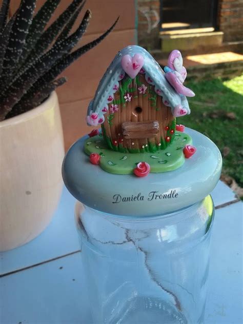 Frasco Decorado Con Porcelana Fr A Casita Tierna Schmidt Biscuit Snow