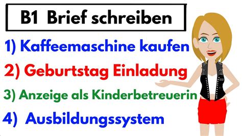 Prüfung B1 DTZ Brief schreiben 2022 Neu 4 wichtige Briefe