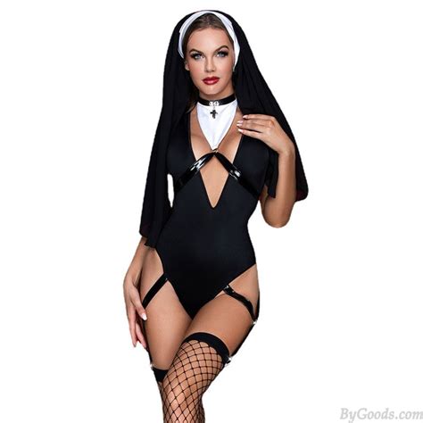 Sexy Nonne Cosplay Uniform Maskerade Schleier Kost M Teddy Body