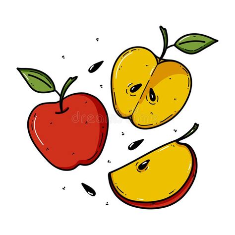 Vector Apple Doodle Illustration Fruit Illustration For Farm Market