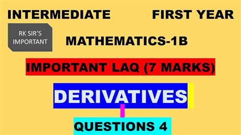 INTERMEDIATE MATHS 1B LAQ DIFFERENTIATION Q4 YouTube