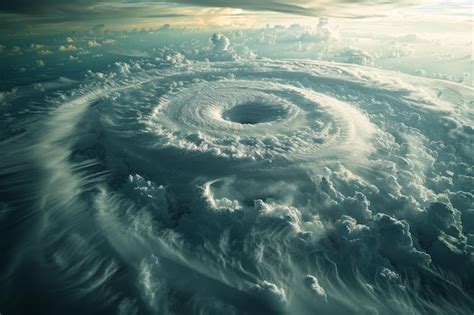 Premium Photo | Aerial view of a spiral cloud formation above the ocean ...