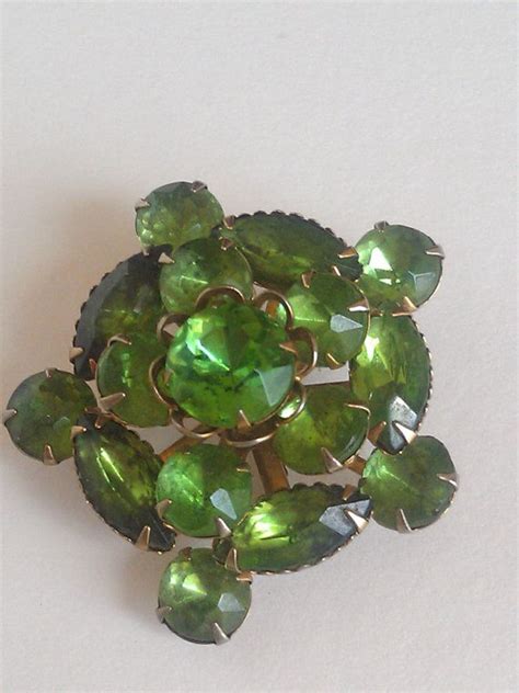 Vintage Green Brooch Large Green Brooch Vintage By Forgotmenot 2200