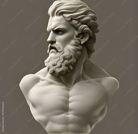 Generative Ai Image Featuring A Chiseled White Marble Statue Bust Of Greek God Zeus Also Known