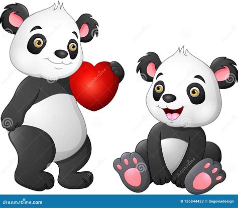 Cute Panda Couple In Love Stock Vector Illustration Of Greeting