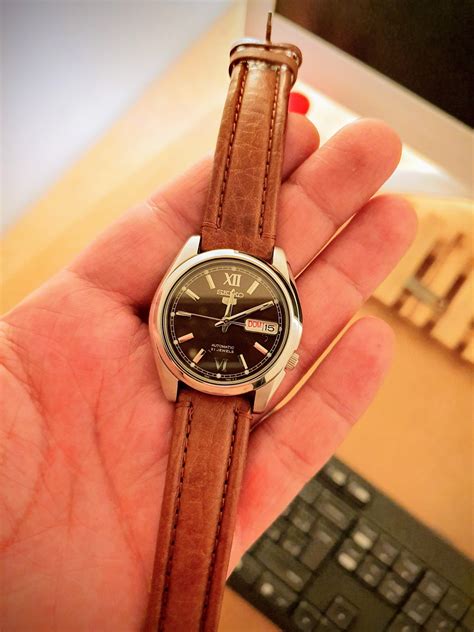 Trying A New Type Of Leather Strap For This Brown Dial Seiko 5 I Have