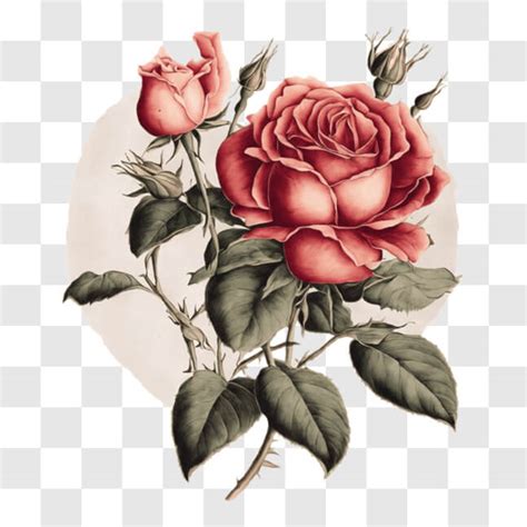 Descarga Hermoso Dibujo De Dos Rosas Rojas En Un Marco Ovalado PNGs En