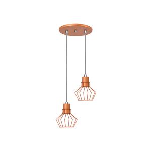 Lustre Pendente Aramado Mini Diamante 2lamp E27 Cobre 3007 2 Cb