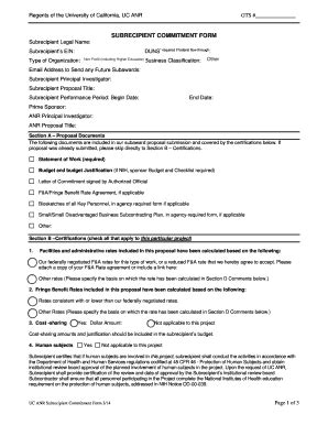 Fillable Online SUBRECIPIENT COMMITMENT FORM Fax Email Print PdfFiller