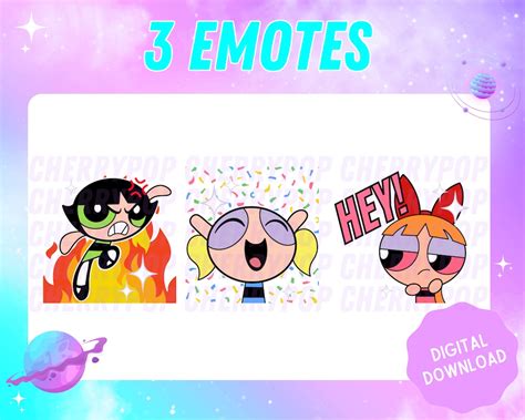 Cute Cartoon Powerpuff Girl Emotes For Twitch Discord Etsy Australia