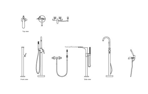 Bathtub Faucets, AutoCAD Block - Free Cad Floor Plans