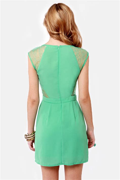 Pretty Seafoam Green Dress - Lace Dress - Cutout Dress - $43.00