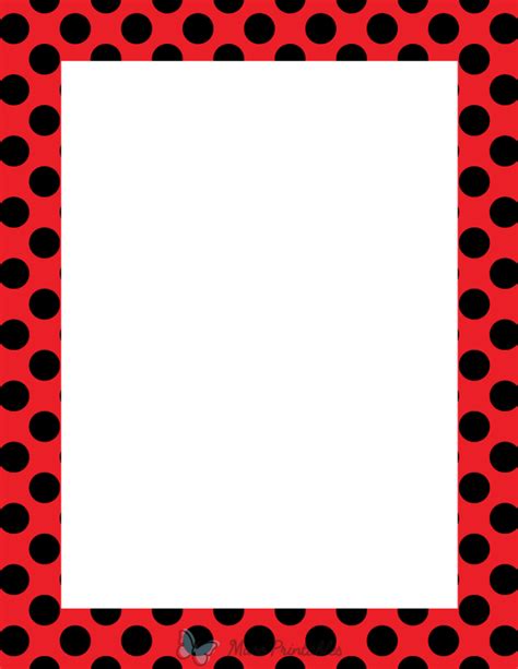 Printable Black on Red Polka Dot Page Border