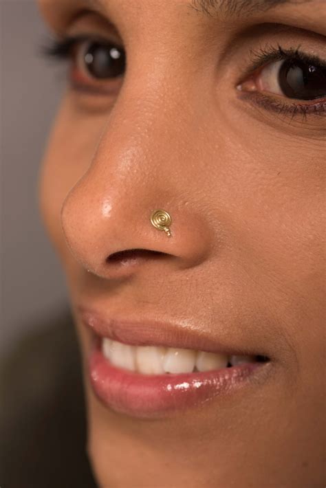 Gold Nose Stud Gold Nose Pin Tribal Nose Ring Indian Nose Stud K